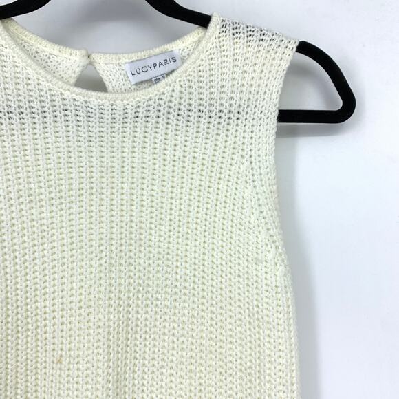 Lucy Paris Sweater Vest Womens Size Small Cream Open Knit Sleeveless - Picture 4 of 6